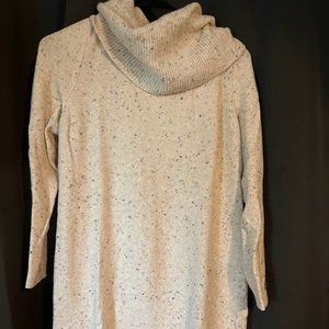 Loft Medium Petite Oatmeal Cowl Neck Knee Length Sweater Dress